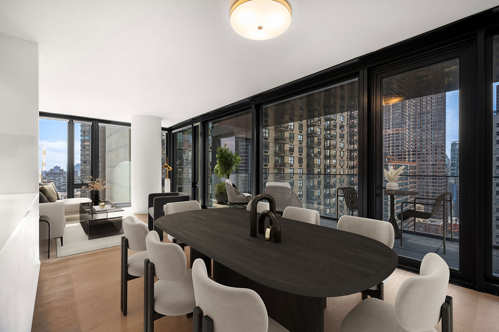 Modern apartment with a terrace overlooking stunning Manhattan views at 685 First Avenue, apartments in Midtown East NYC.