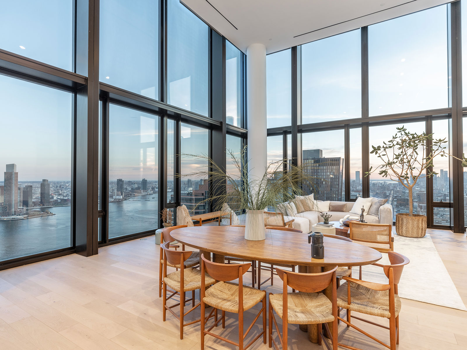 Luxury apartment with floor-to-ceiling windows, water and city views at 685 First Avenue, luxury rentals in Murray Hill.