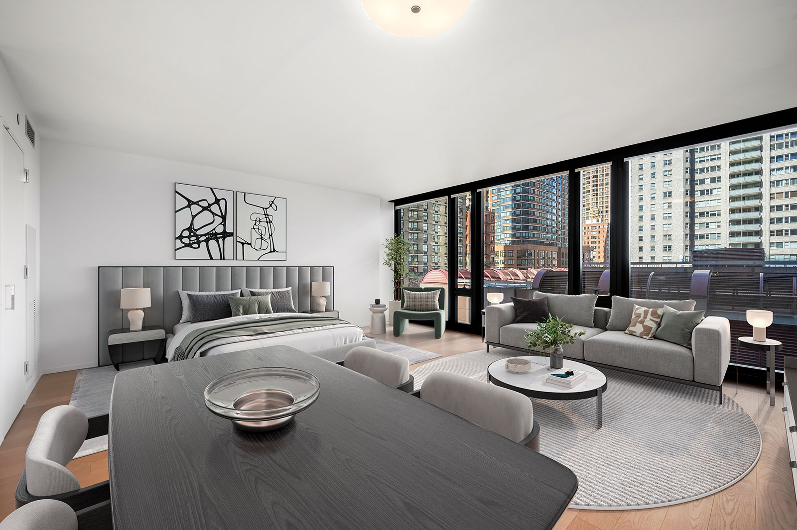 Spacious luxury studio apartment unit for rent with modern finishes located at 685 First Avenue, Murray Hill.
